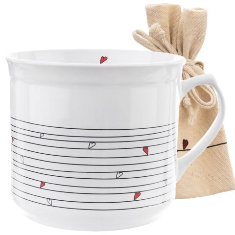 Kubek z Woreczkiem na Herbatę Zioła Ceramiczny Biały Serce ORION 700 ml
