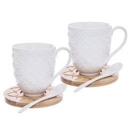 Kubki Porcelanowe do Kawy Herbaty z Łyżeczką Podstawką ORION 370 ml 2 szt.