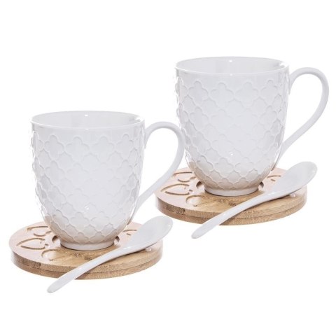 Kubki Porcelanowe do Kawy Herbaty z Łyżeczką Podstawką ORION 370 ml 2 szt.