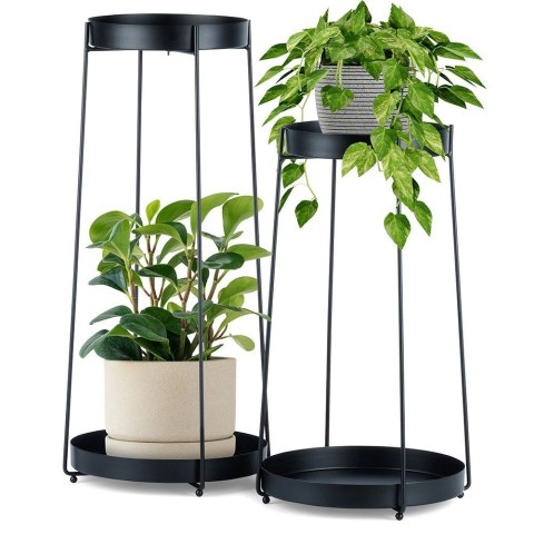 Kwietnik Metalowy Czarny 2-poziomowy Dekoracyjny ORION 46 / 58 cm 2 szt.