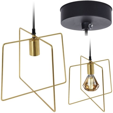Lampa Wisząca Metalowa Czarna Złota 32 x 29 cm VILDE z Ozdobną Żarówką