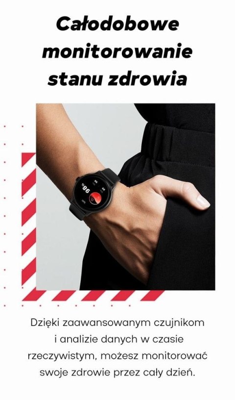 Smartwatch Damski GRAVITY GT12-1 Czarny Pasek Silikonowy + Czarna Bransoleta