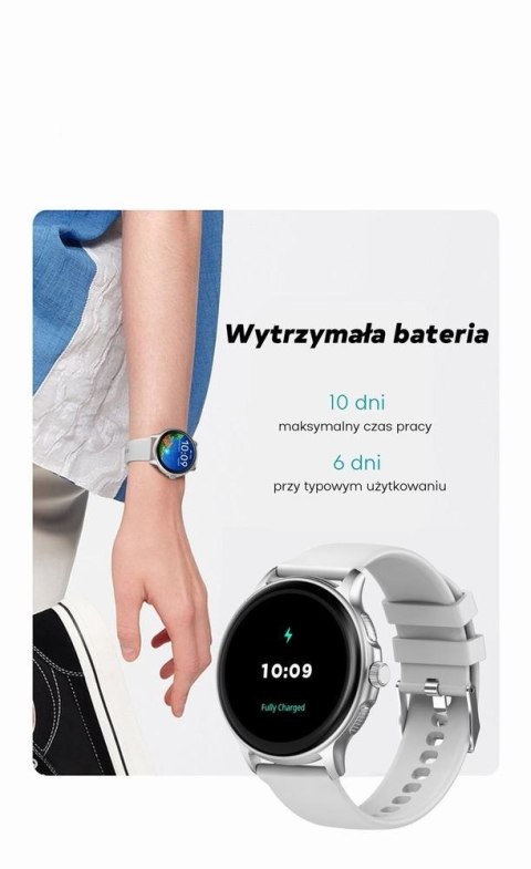 Smartwatch Damski GRAVITY GT12-4 Czarny Pasek Silikonowy + Bransoleta Różowe Złoto