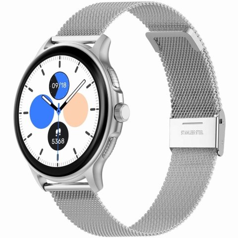Smartwatch Damski GRAVITY GT12-6 Fioletowy Pasek Silikonowy + Srebrna Bransoleta