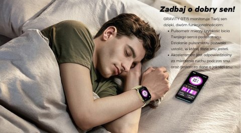 Smartwatch Damski GRAVITY GT15-12 Granatowy Pasek Silikonowy + Czarna Bransoleta