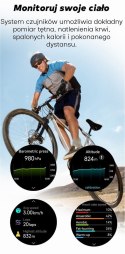 Smartwatch Męski GRAVITY GPS GT24-5 Czarny Pasek Silikonowy + Zielony Pasek Silikonowy