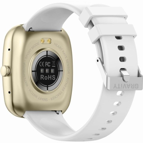Smartwatch Damski GRAVITY GT18-8 Beżowy Pasek Silikonowy + Biały Pasek