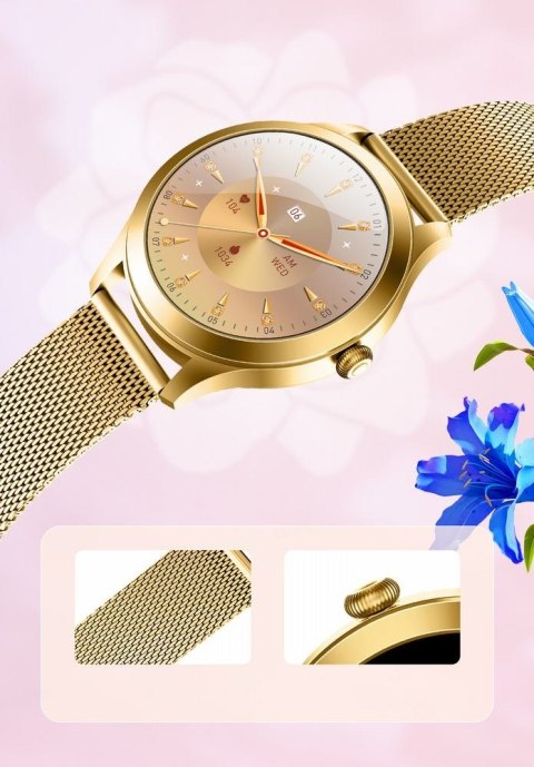 Smartwatch Gravity Biało Złoty 2 Paski GT25-2 PRO