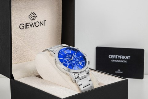 Zegarek Męski Giewont Chronograph Sapphire Srebrno Niebieski GW8510-B3
